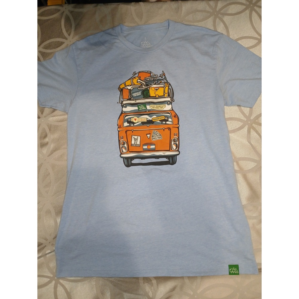 Wild Tribute Mens Colorado Camper Van Graphic T-Shirt Blue Size M